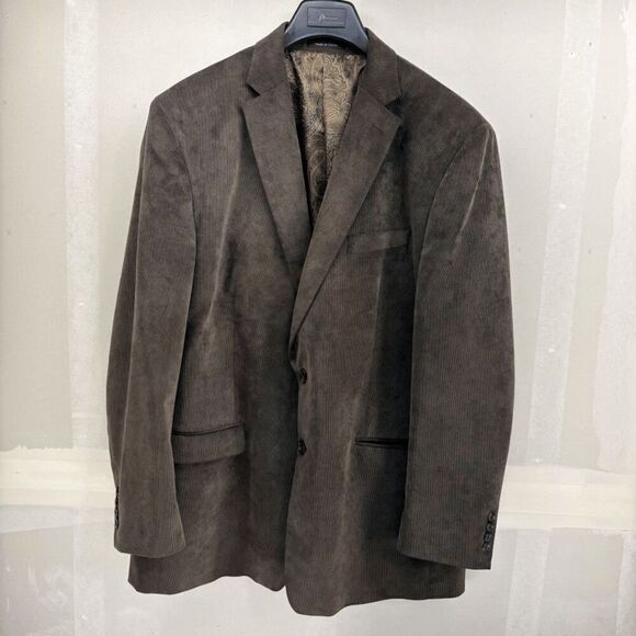 Ralph Lauren Chaps 48L CORDUROY Polyester Stretch Blazer Sport Coat Jacket Brown - Picture 1 of 4